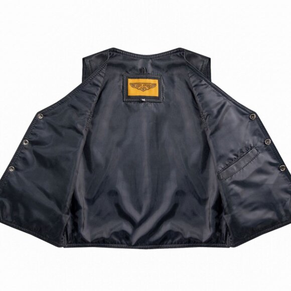 Dream Apparel Kids Motorcycle Genuine Leather Biker Vest Black KD390 - Picture 2 of 4